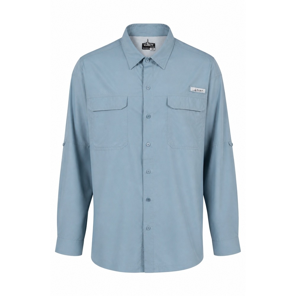 Habit‎ Mens 3XL Tourmaline Blue Long Sleeve Vented Fishing Shirt UPF 40+ TS1361